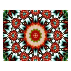 Kaleidoscope Floral Pattern Rosette Two Sides Premium Plush Fleece Blanket (large) by Jancukart