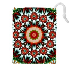 Kaleidoscope Floral Pattern Rosette Drawstring Pouch (4xl)