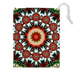 Kaleidoscope Floral Pattern Rosette Drawstring Pouch (4XL) Front