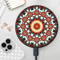 Kaleidoscope Floral Pattern Rosette Wireless Fast Charger(black) by Jancukart