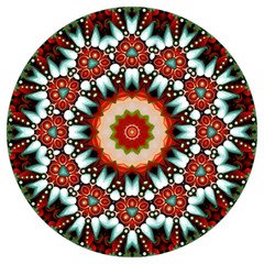 Kaleidoscope Floral Pattern Rosette Round Trivet by Jancukart