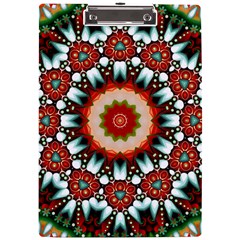 Kaleidoscope Floral Pattern Rosette A4 Acrylic Clipboard by Jancukart