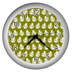 Ladybug Vector Geometric Tile Pattern Wall Clock (silver) by GardenOfOphir