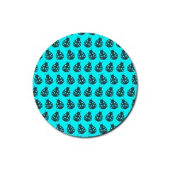 Ladybug Vector Geometric Tile Pattern Rubber Round Coaster (4 Pack) by GardenOfOphir