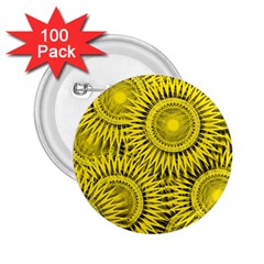 Abstract Sun Pattern Yellow Background 2 25  Buttons (100 Pack) 