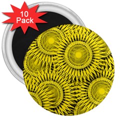 Abstract Sun Pattern Yellow Background 3  Magnets (10 Pack) 