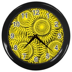 Abstract Sun Pattern Yellow Background Wall Clock (black)