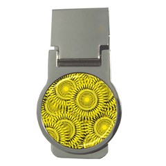 Abstract Sun Pattern Yellow Background Money Clips (round) 