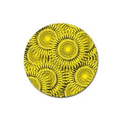 Abstract Sun Pattern Yellow Background Magnet 3  (round)