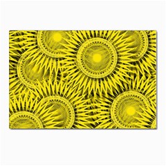 Abstract Sun Pattern Yellow Background Postcard 4 x 6  (pkg Of 10)