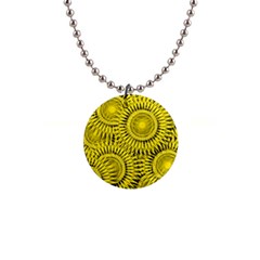 Abstract Sun Pattern Yellow Background 1  Button Necklace