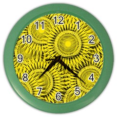 Abstract Sun Pattern Yellow Background Color Wall Clock