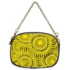 Abstract Sun Pattern Yellow Background Chain Purse (one Side)