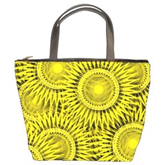 Abstract Sun Pattern Yellow Background Bucket Bag