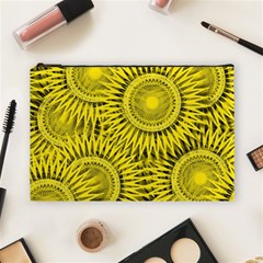 Abstract Sun Pattern Yellow Background Cosmetic Bag (large)