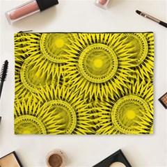 Abstract Sun Pattern Yellow Background Cosmetic Bag (xl)