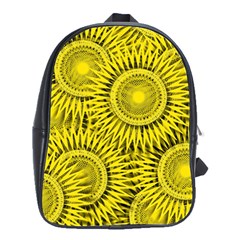 Abstract Sun Pattern Yellow Background School Bag (large)