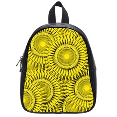 Abstract Sun Pattern Yellow Background School Bag (small)