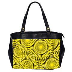 Abstract Sun Pattern Yellow Background Oversize Office Handbag (2 Sides)