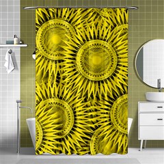 Abstract Sun Pattern Yellow Background Shower Curtain 48  X 72  (small) 