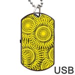 Abstract Sun Pattern Yellow Background Dog Tag USB Flash (Two Sides) Front