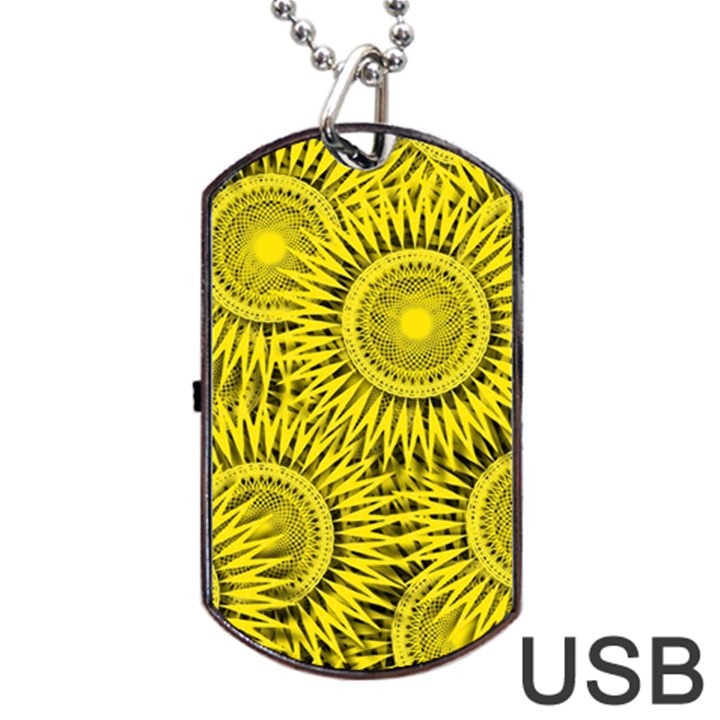 Abstract Sun Pattern Yellow Background Dog Tag USB Flash (Two Sides)