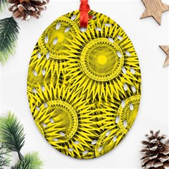 Abstract Sun Pattern Yellow Background Ornament (oval Filigree)