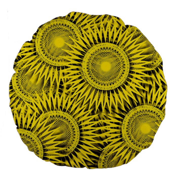 Abstract Sun Pattern Yellow Background Large 18  Premium Round Cushions