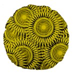 Abstract Sun Pattern Yellow Background Large 18  Premium Round Cushions Back