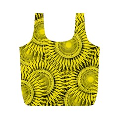 Abstract Sun Pattern Yellow Background Full Print Recycle Bag (m)