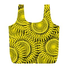 Abstract Sun Pattern Yellow Background Full Print Recycle Bag (l) by Jancukart