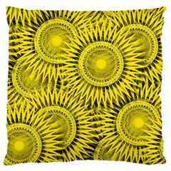 Abstract Sun Pattern Yellow Background Large Premium Plush Fleece Cushion Case (two Sides) by Jancukart