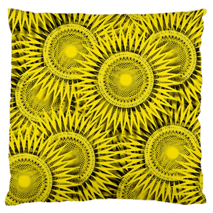 Abstract Sun Pattern Yellow Background Large Premium Plush Fleece Cushion Case (Two Sides)