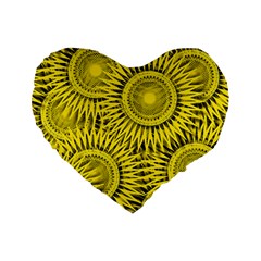 Abstract Sun Pattern Yellow Background Standard 16  Premium Flano Heart Shape Cushions