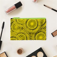 Abstract Sun Pattern Yellow Background Cosmetic Bag (xs)