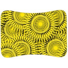 Abstract Sun Pattern Yellow Background Velour Seat Head Rest Cushion