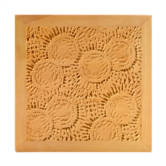 Abstract Sun Pattern Yellow Background Wood Photo Frame Cube