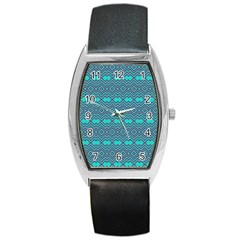 Chevron Zigzag Pattern Barrel Style Metal Watch