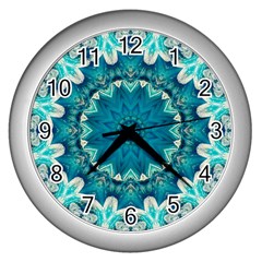 Kaleidoscope Mandala Ornament Wall Clock (silver)