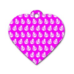 Ladybug Vector Geometric Tile Pattern Dog Tag Heart (one Side) by GardenOfOphir