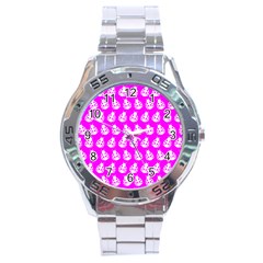 Ladybug Vector Geometric Tile Pattern Stainless Steel Analogue Watch by GardenOfOphir