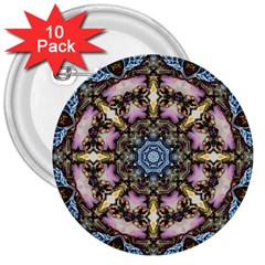 Abstract Kaleidoscope Digital 3  Buttons (10 Pack) 