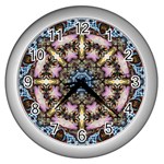 Abstract Kaleidoscope Digital Wall Clock (Silver) Front