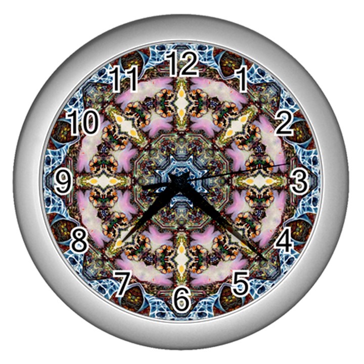 Abstract Kaleidoscope Digital Wall Clock (Silver)