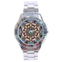 Abstract Kaleidoscope Digital Stainless Steel Analogue Watch