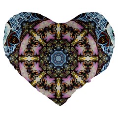 Abstract Kaleidoscope Digital Large 19  Premium Heart Shape Cushions by Jancukart