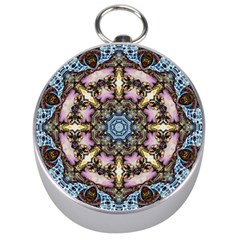 Abstract Kaleidoscope Digital Silver Compasses