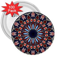 Abstract Kaleidoscope Digital 3  Buttons (100 Pack)  by Jancukart