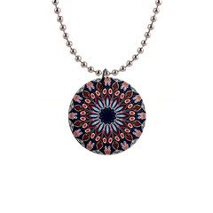 Abstract Kaleidoscope Digital 1  Button Necklace by Jancukart