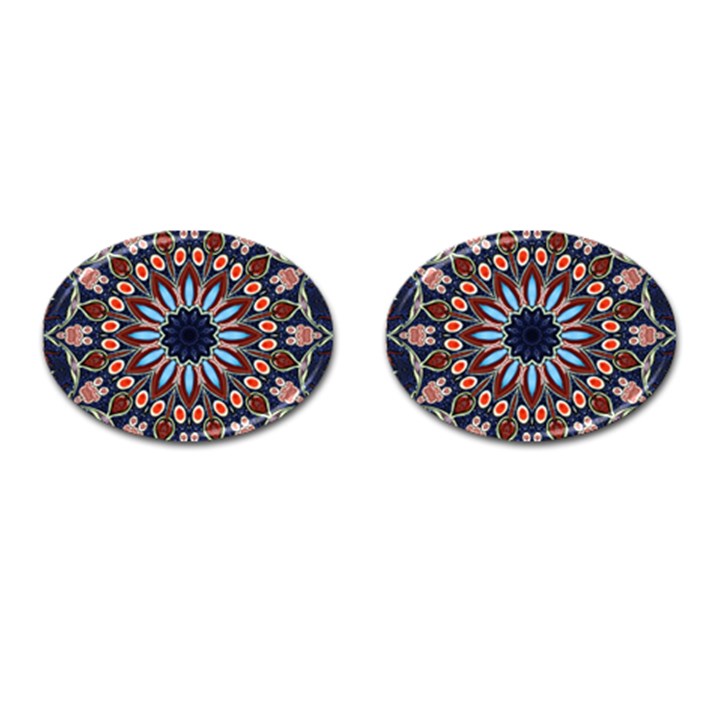 Abstract Kaleidoscope Digital Cufflinks (Oval)